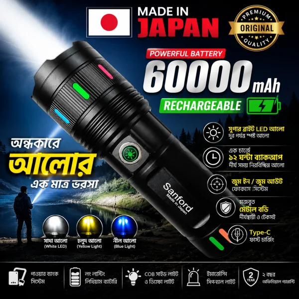 60,𝟬𝟬𝟬 𝗺𝗔𝗵 𝗟𝗶𝗴𝗵𝘁 𝐒𝐚𝐧𝐟𝐨𝐫𝐝 𝐒𝐮𝐩𝐞𝐫 𝐁𝐫𝐢𝐠𝐡𝐭 𝐅𝐥𝐚𝐬𝐡𝐥𝐢𝐠𝐡𝐭 – 𝐌𝐚𝐝𝐞 𝐢𝐧 𝐉𝐚𝐩𝐚𝐧